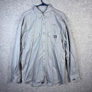 Tyndale Workwear Men's Large Gray Flame Resistant AR/FR Button Down Shirt CAT 2